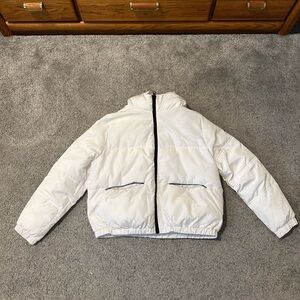 White puffer coat with hood